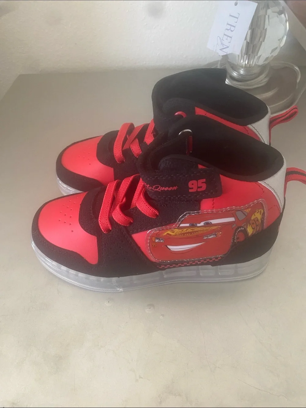 Disney Lightning McQueen High-Top Sneakers in Red, Black & White